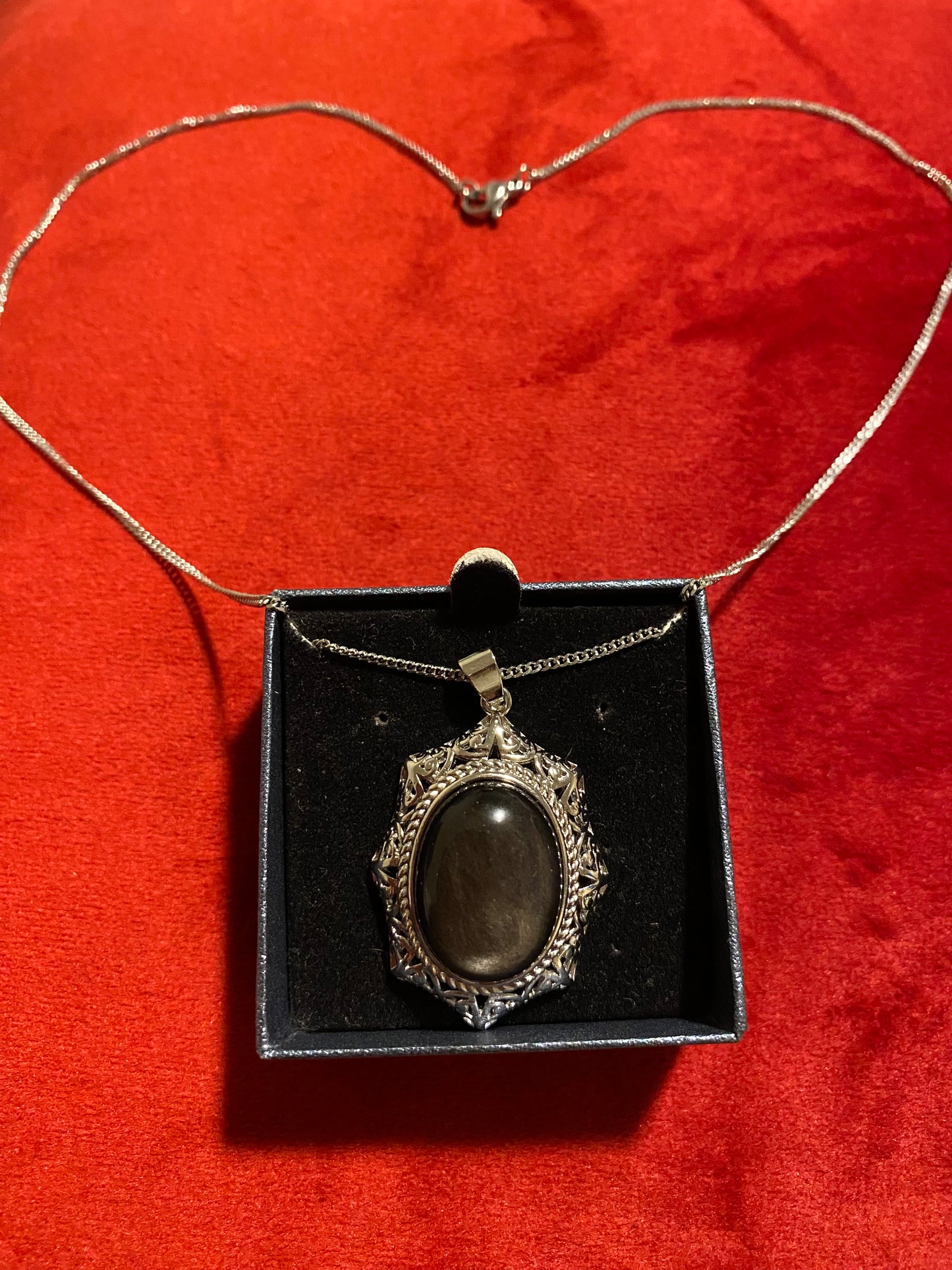 Silver Sheen Obsidian Necklace
