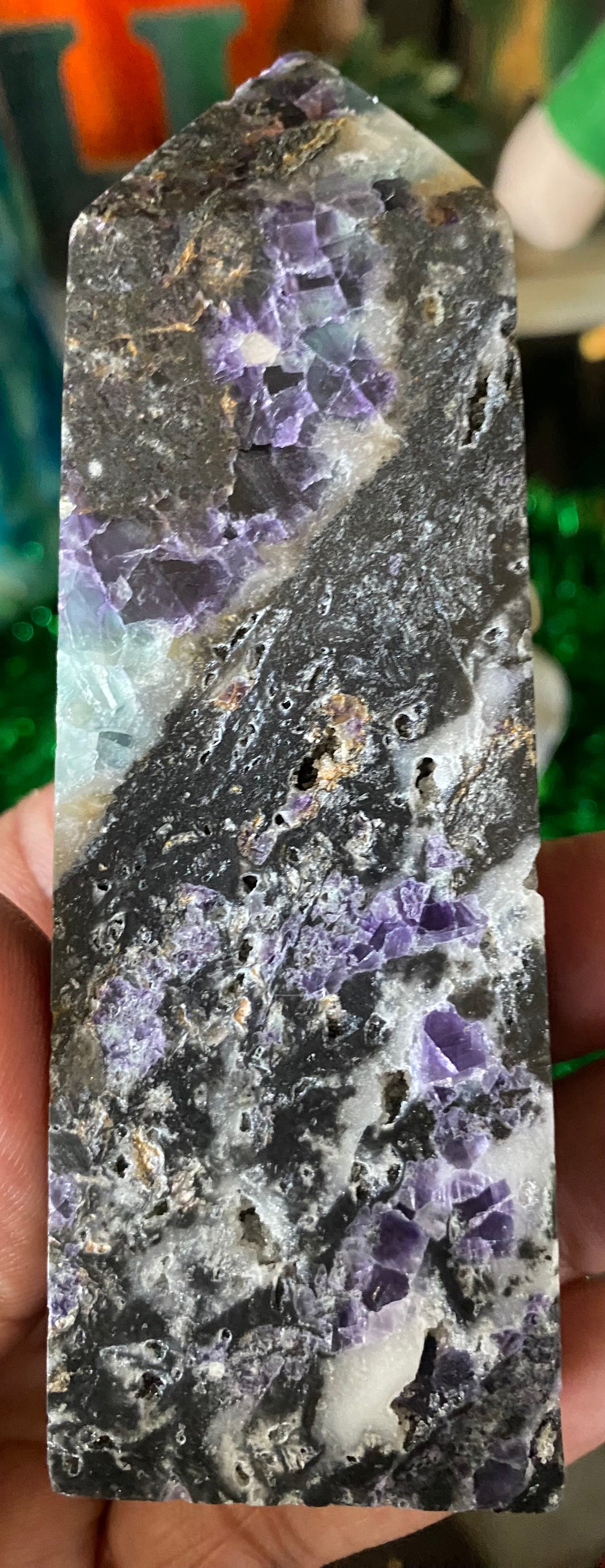 Fluorite in Mica Matrix Tower