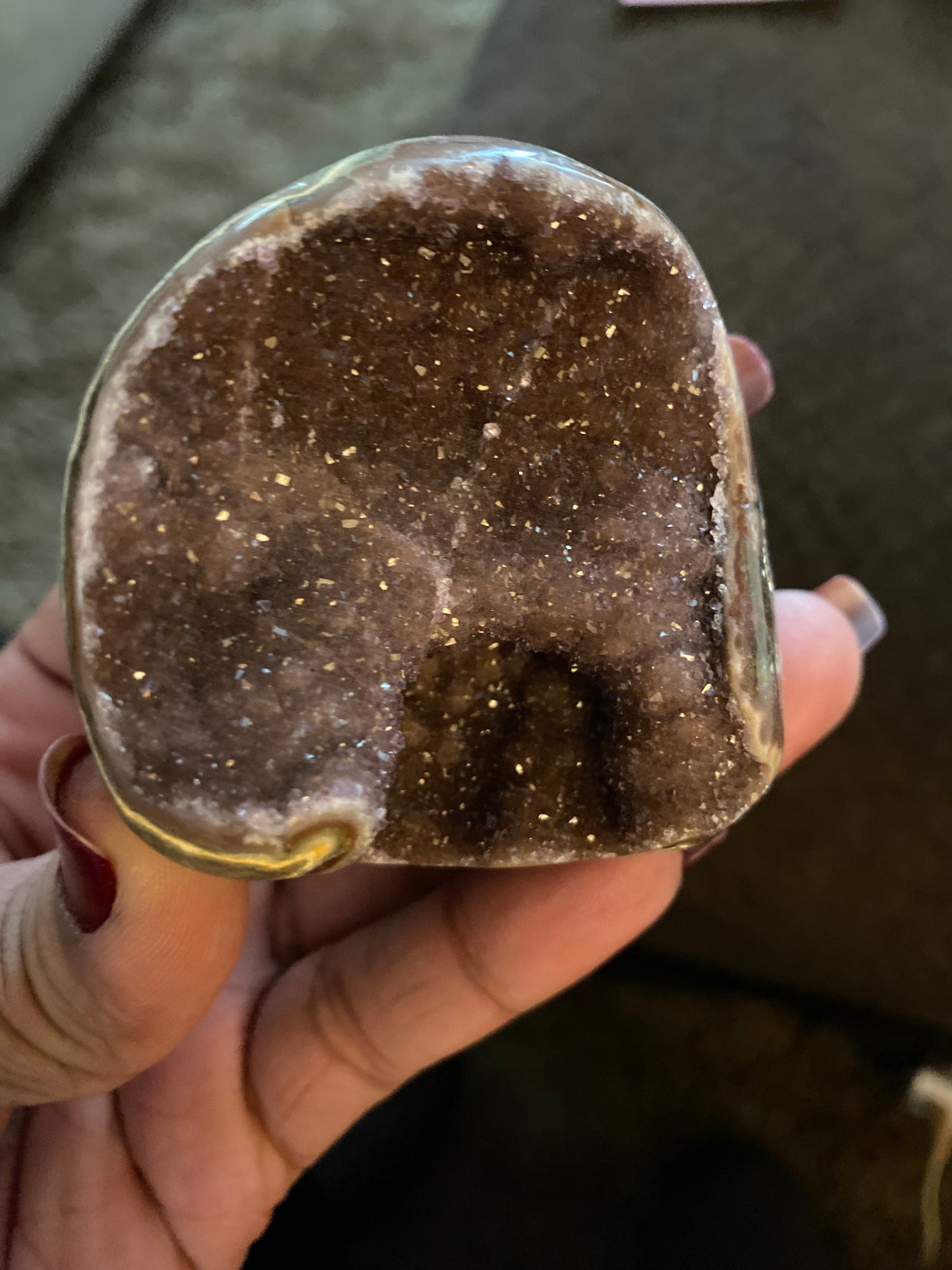 Red Sugar Amethyst in Agate Base