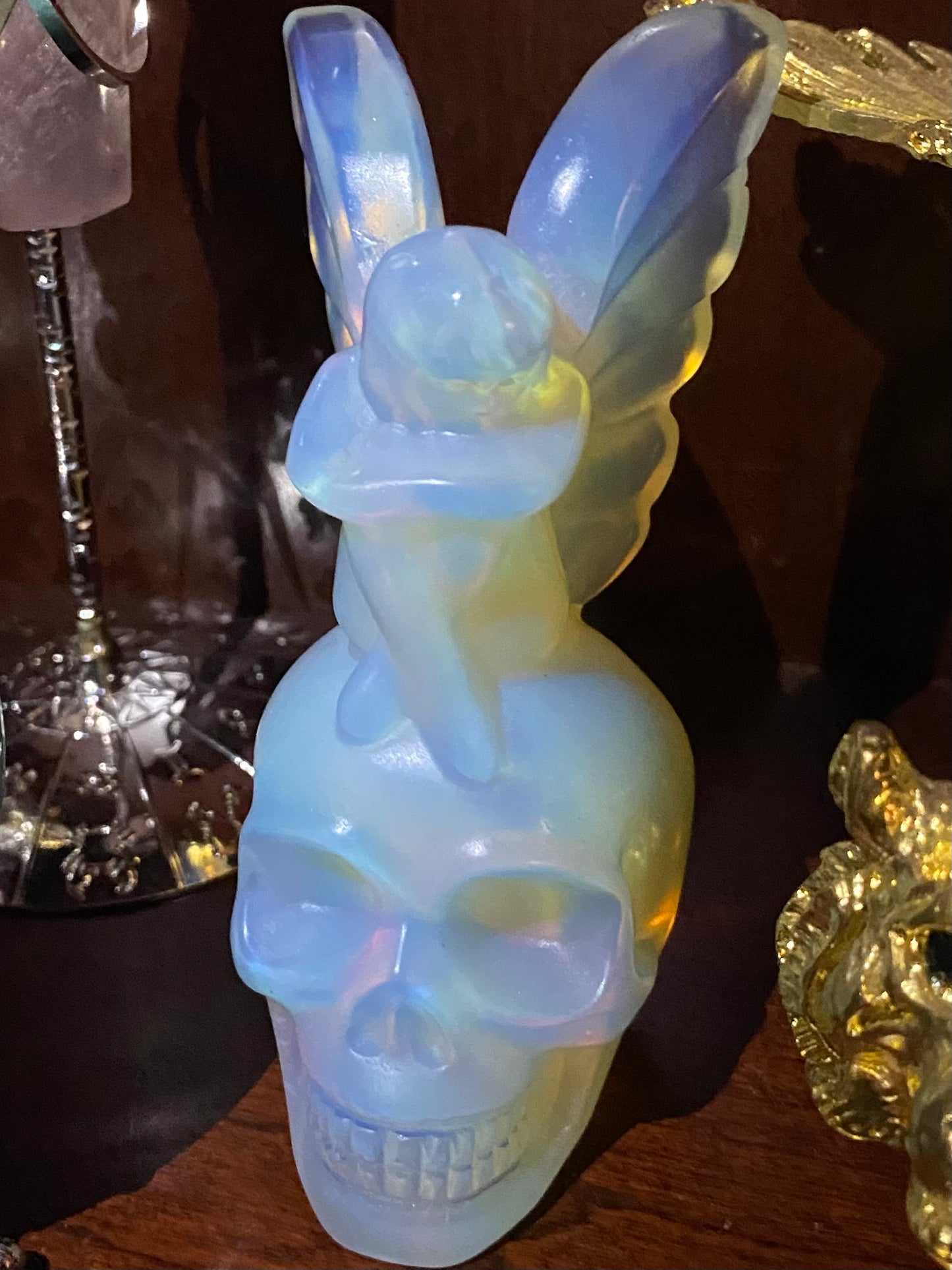 Opalite Angel Adorned Skull