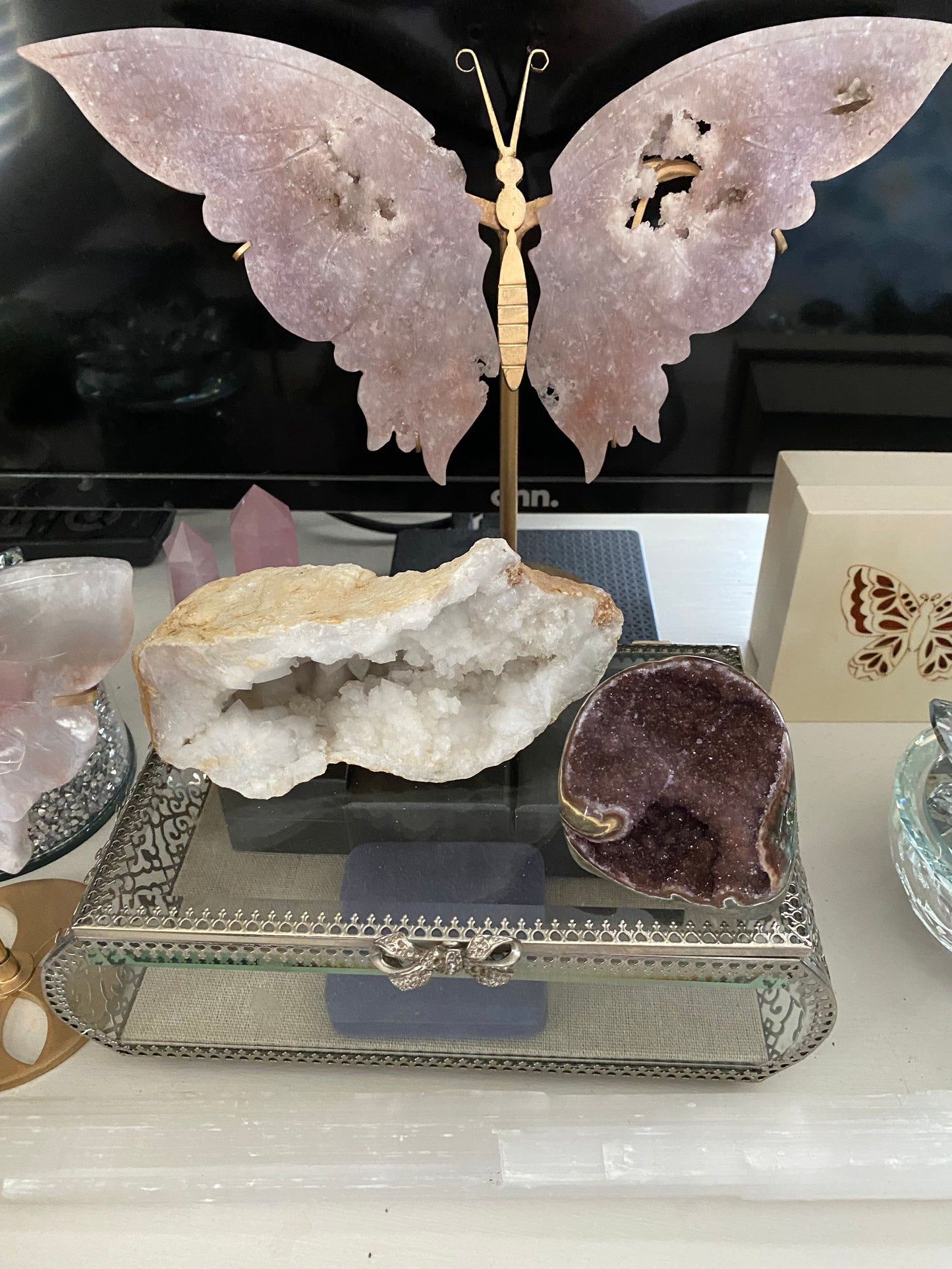 Red Sugar Amethyst in Agate Base