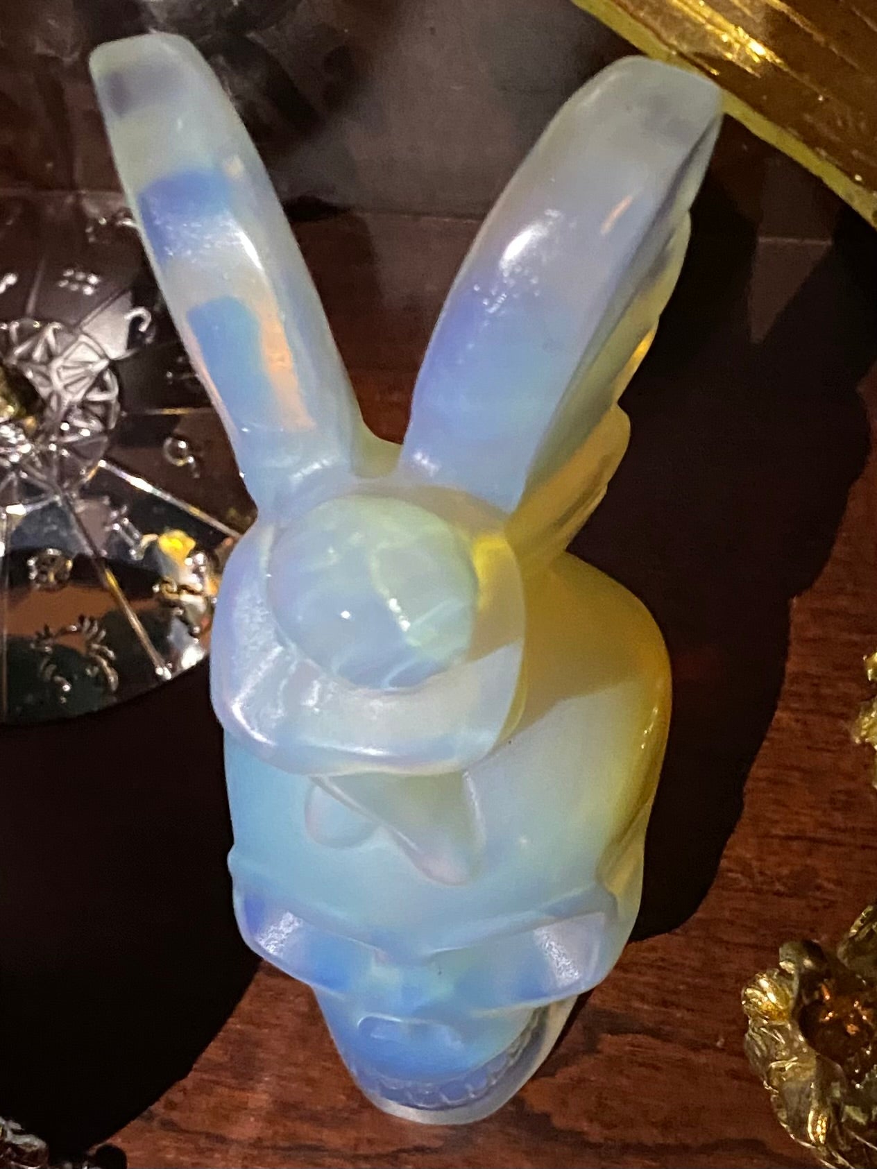 Opalite Angel Adorned Skull