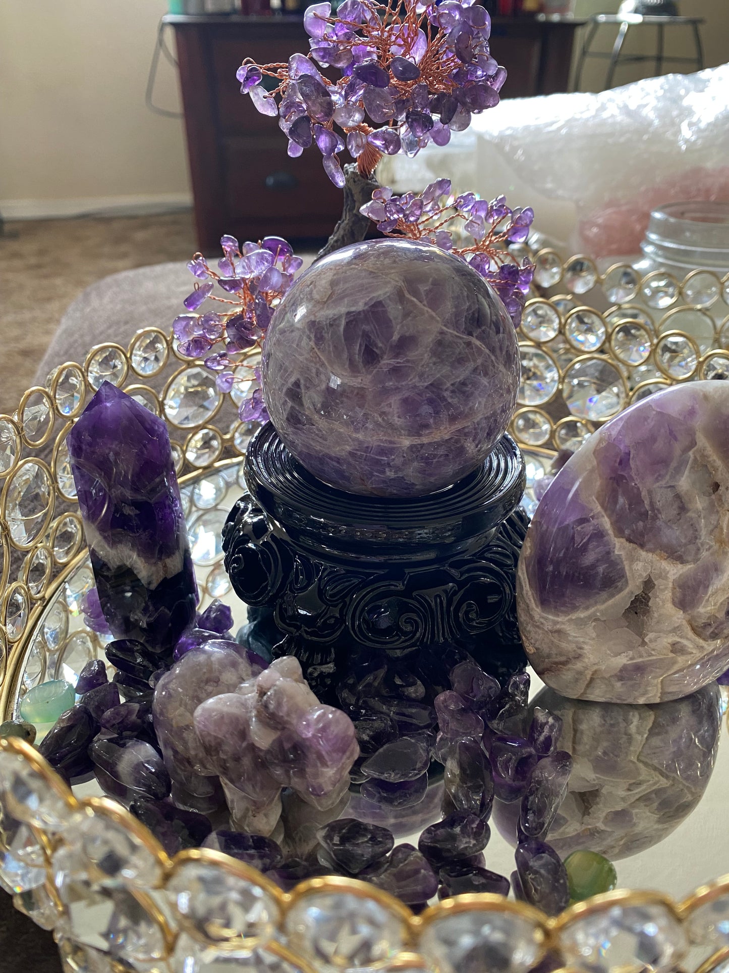 Chevron Amethyst Sphere Light Purple