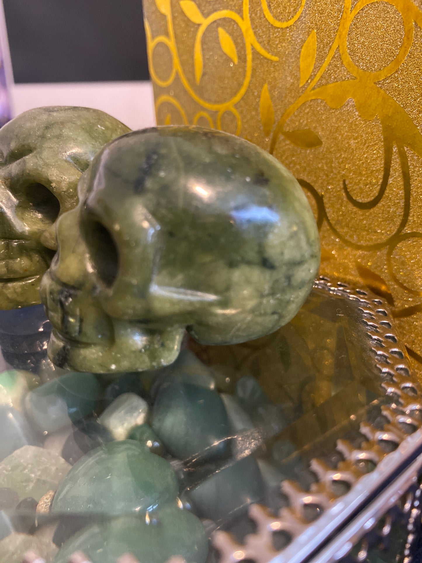 Serpentine Jade Skulls