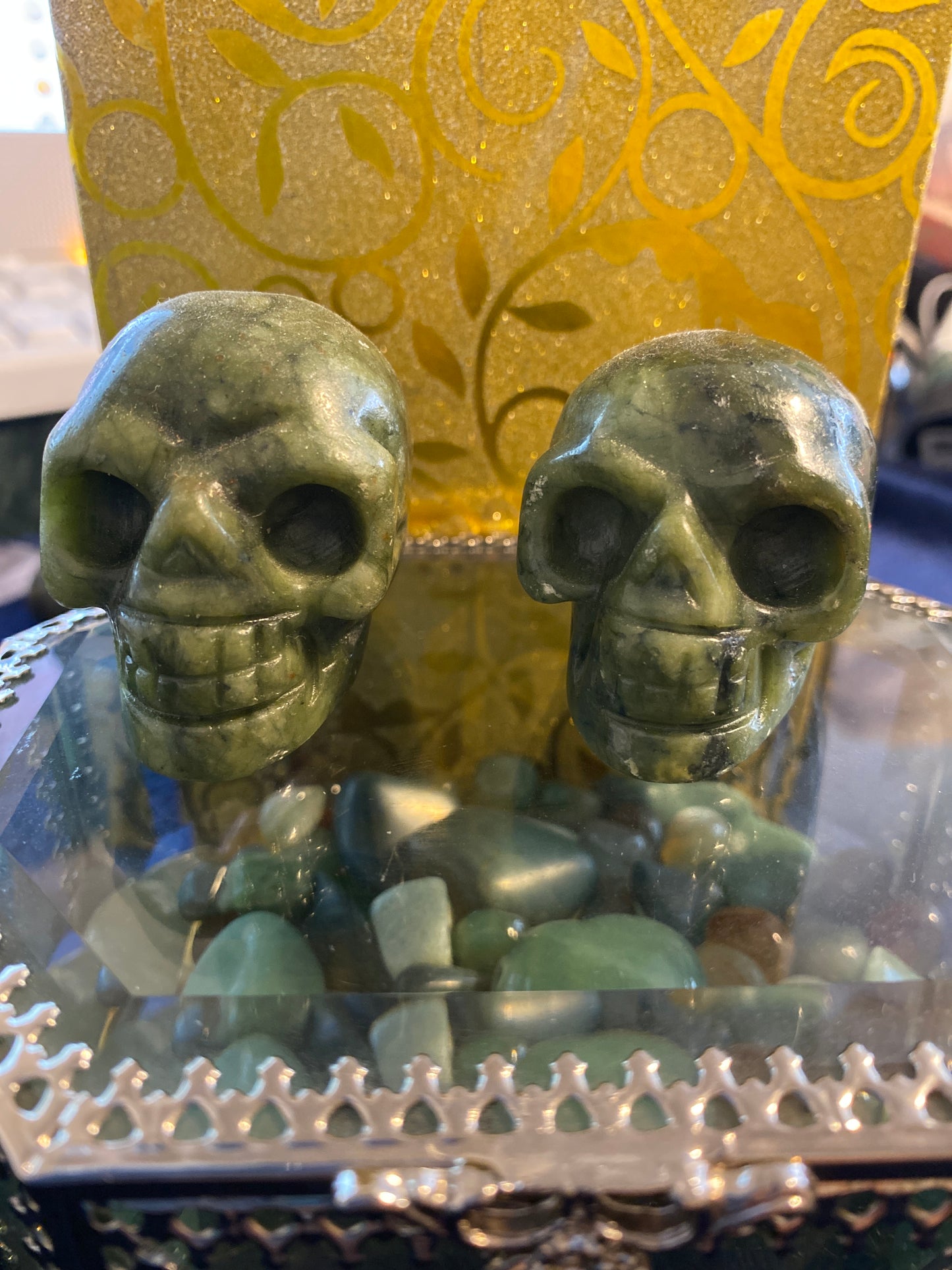 Serpentine Jade Skulls