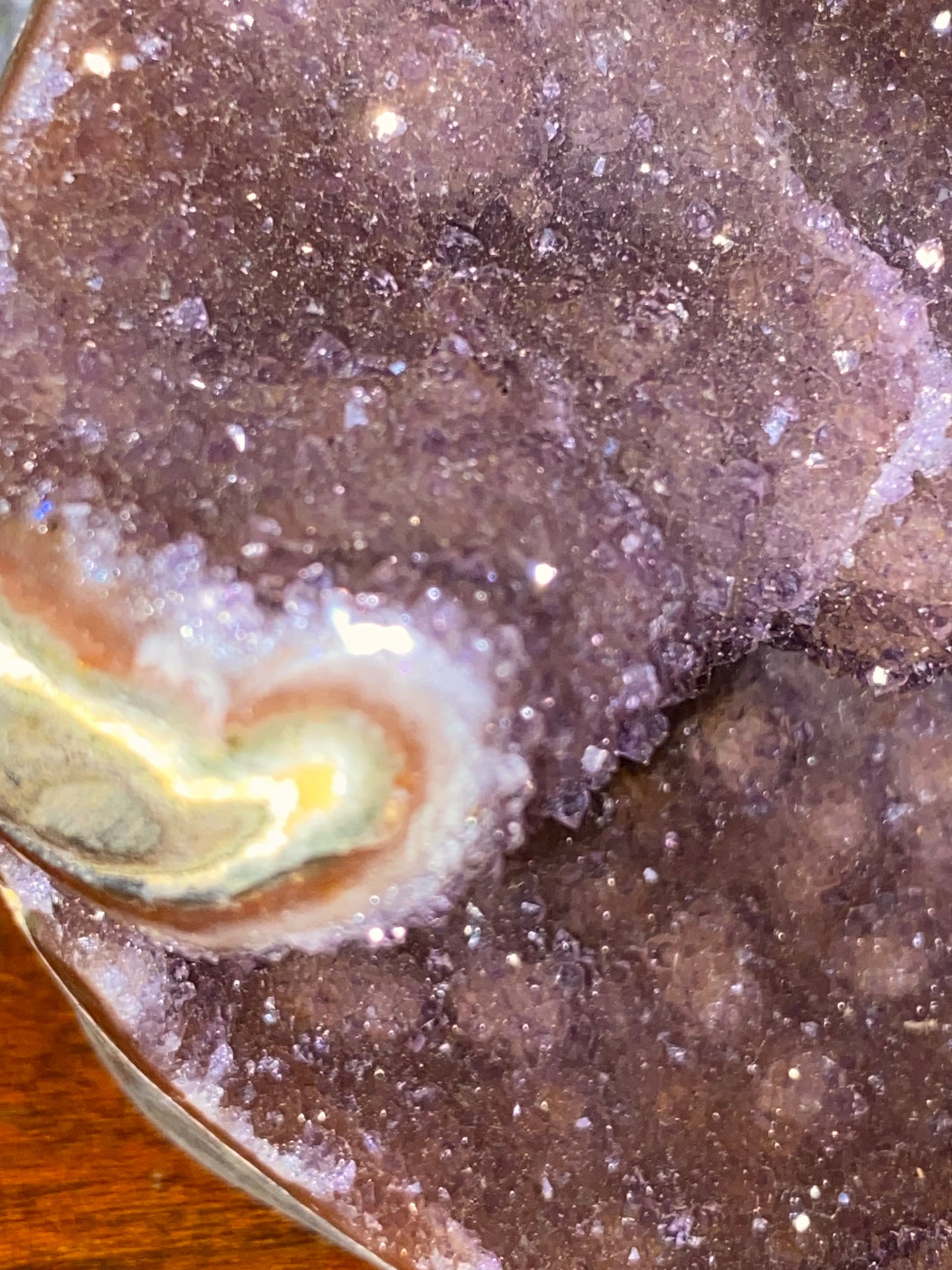 Red Sugar Amethyst in Agate Base
