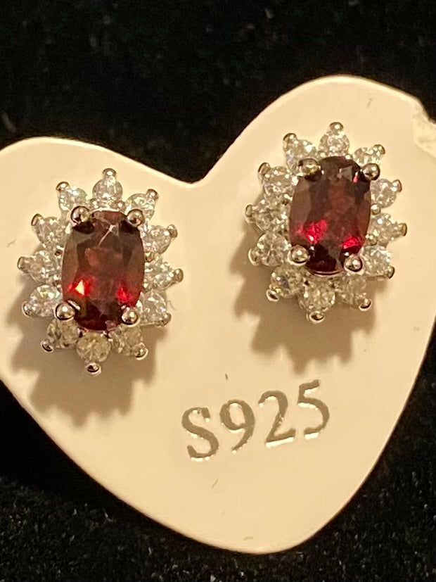 Garnet Oval Cut Earrings