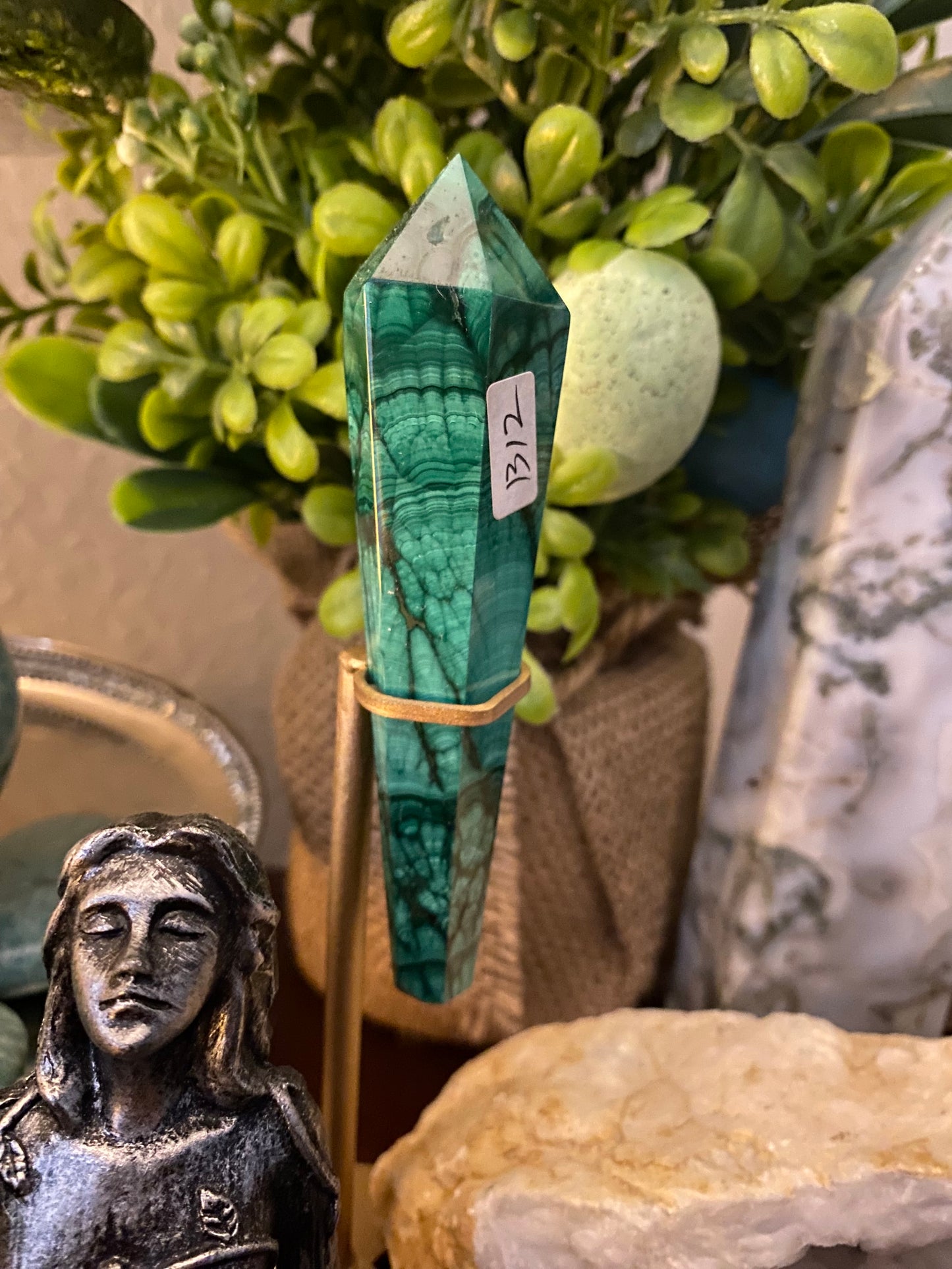 Malachite Wand and Holder