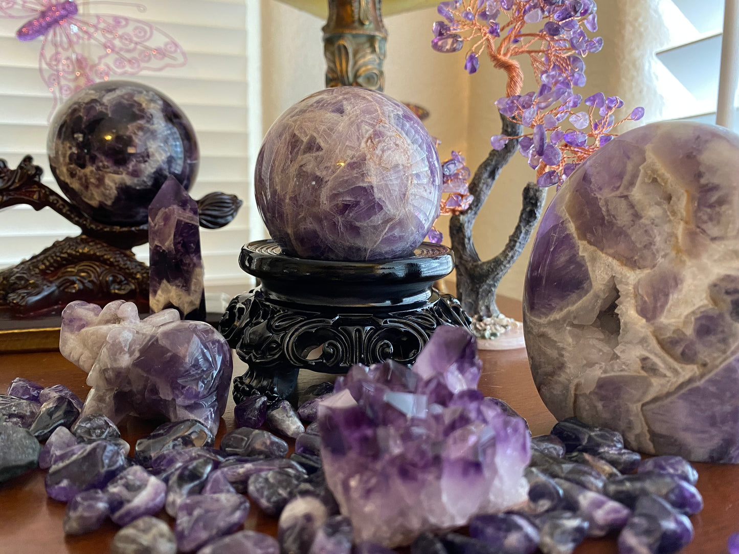 Chevron Amethyst Sphere Light Purple