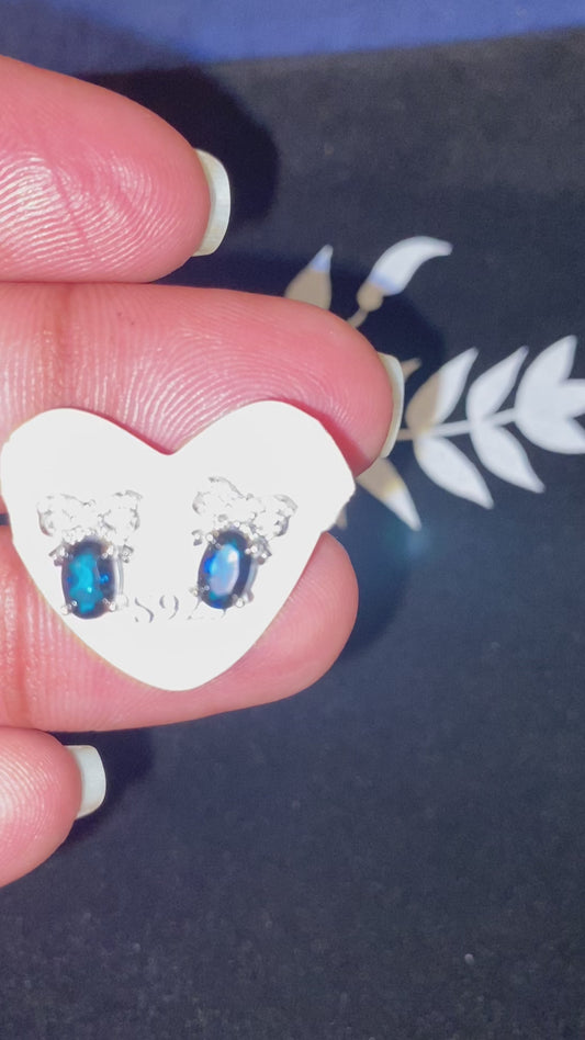 Blue Topaz Oval Cut Earrings