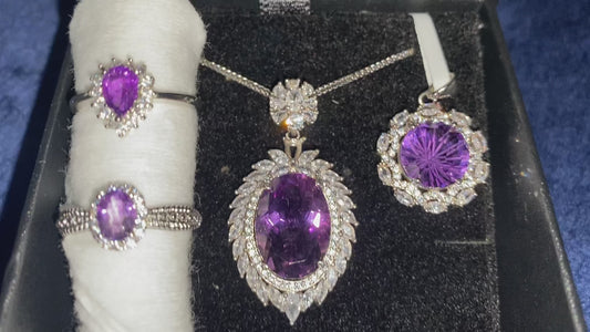 Amethyst Pendant Radiant Cut and Chain
