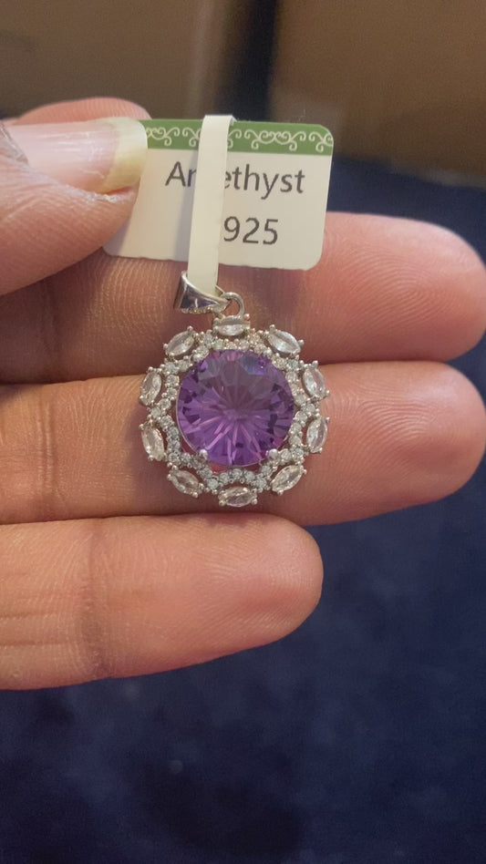 Amethyst Pendant Radiant Cut and Chain